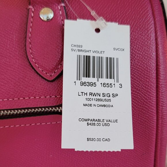 New Coach Rowan Satchel in Bright Violet with Wallet - Picture 6 of 11